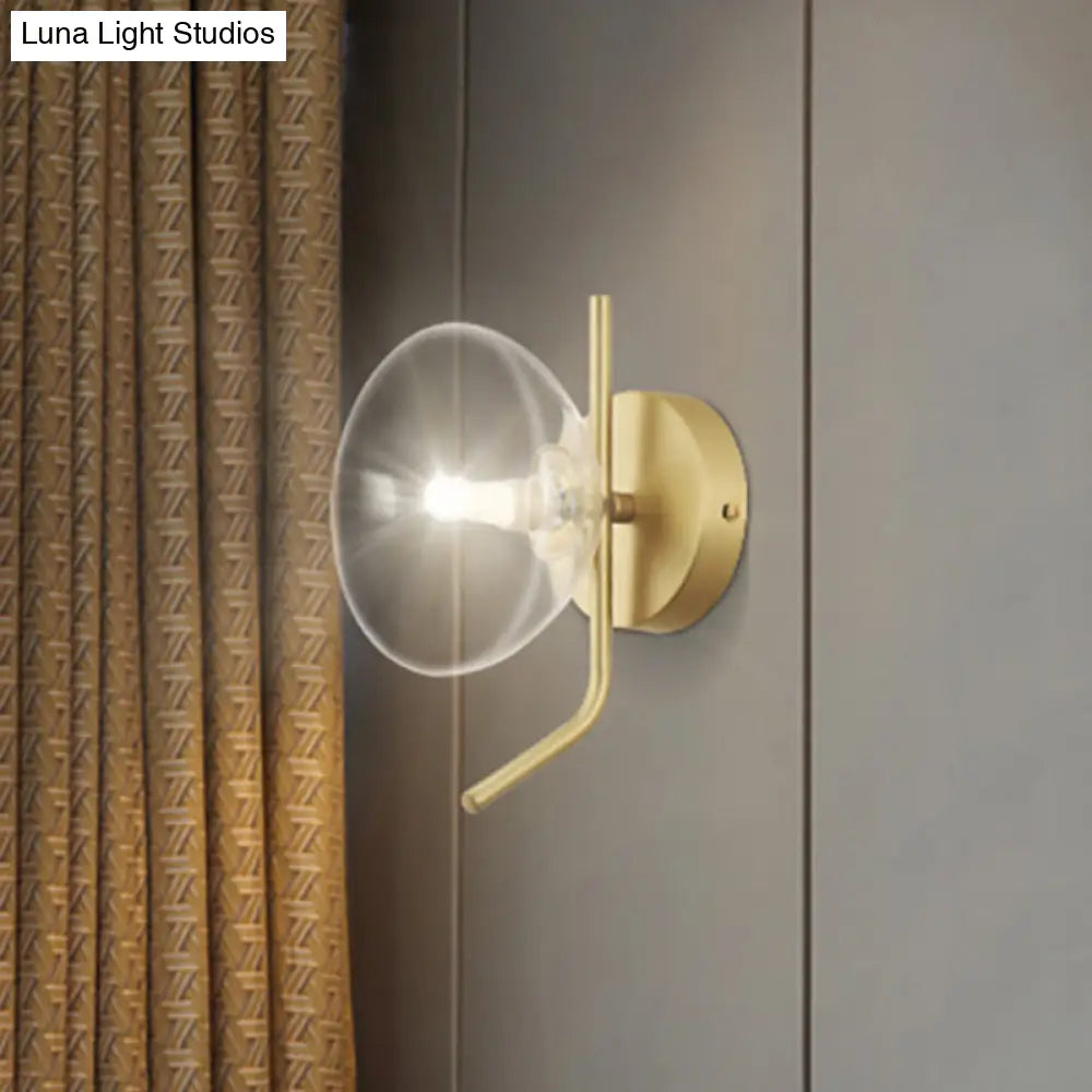 DecorBites™ Modern Glass Dome Wall Sconce with Gold Arm and 1 Light