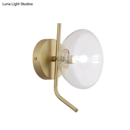 DecorBites™ Modern Glass Dome Wall Sconce with Gold Arm and 1 Light