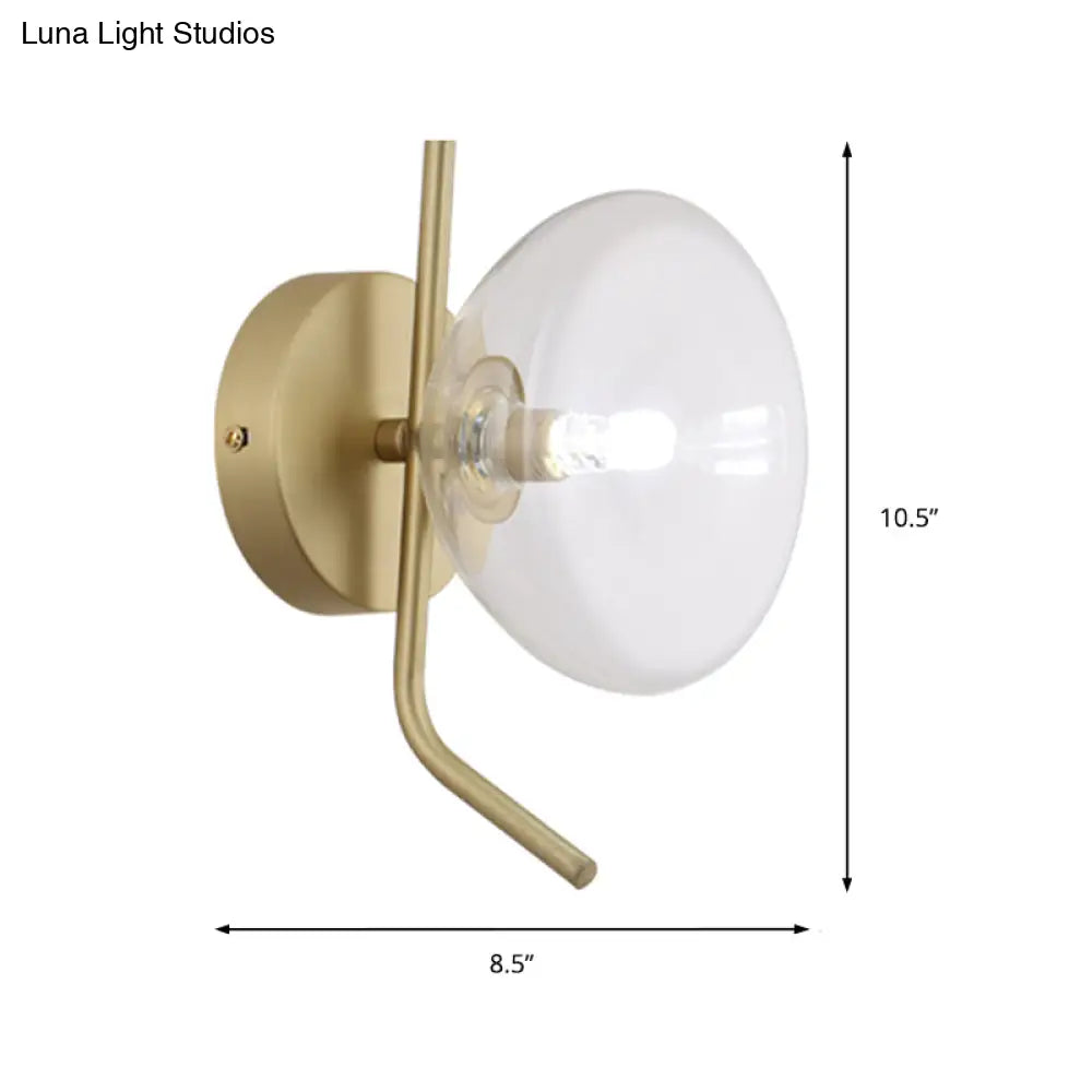 DecorBites™ Modern Glass Dome Wall Sconce with Gold Arm and 1 Light