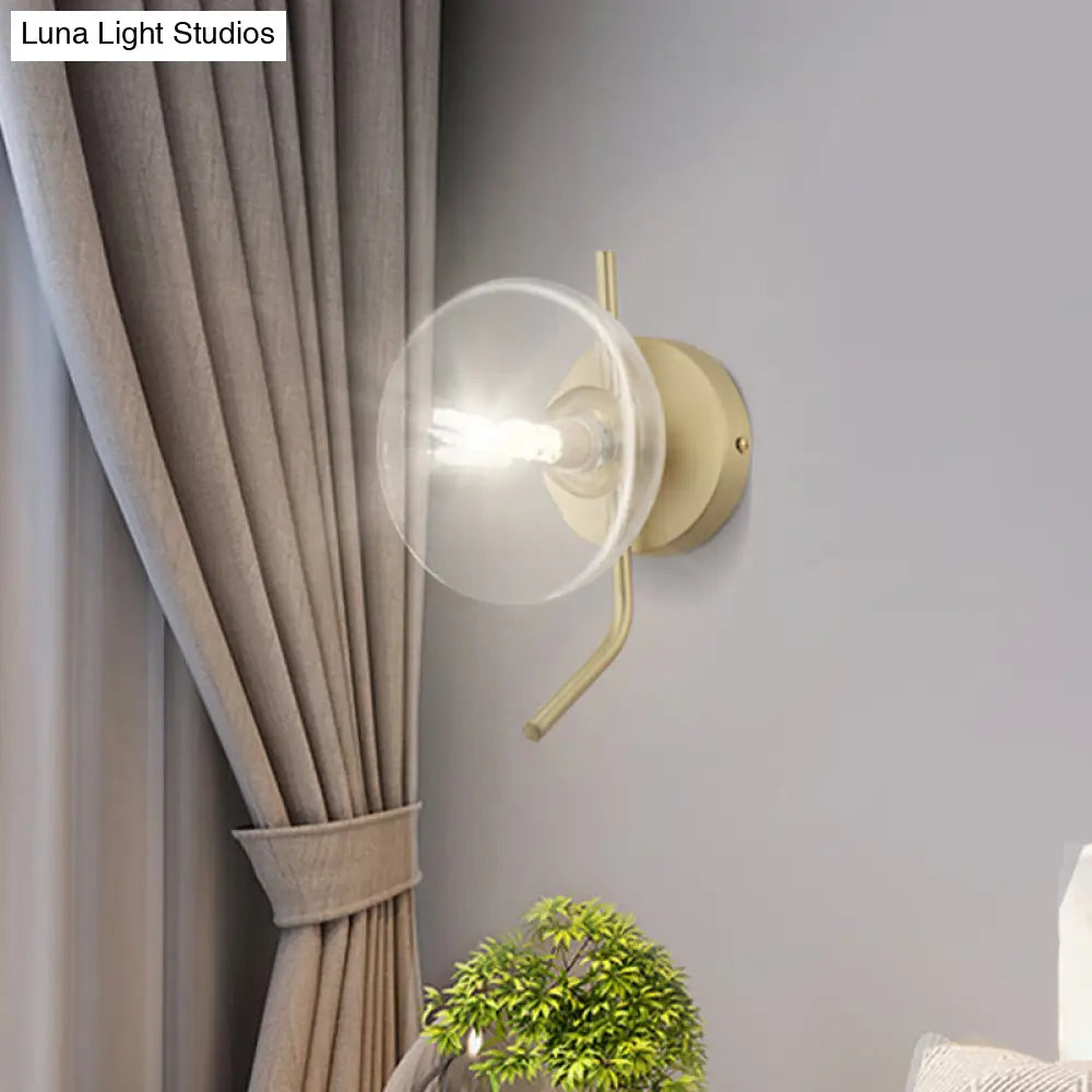 DecorBites™ Modern Glass Dome Wall Sconce with Gold Arm and 1 Light