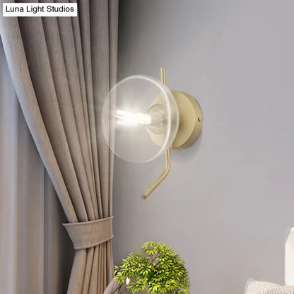 DecorBites™ Modern Glass Dome Wall Sconce with Gold Arm and 1 Light