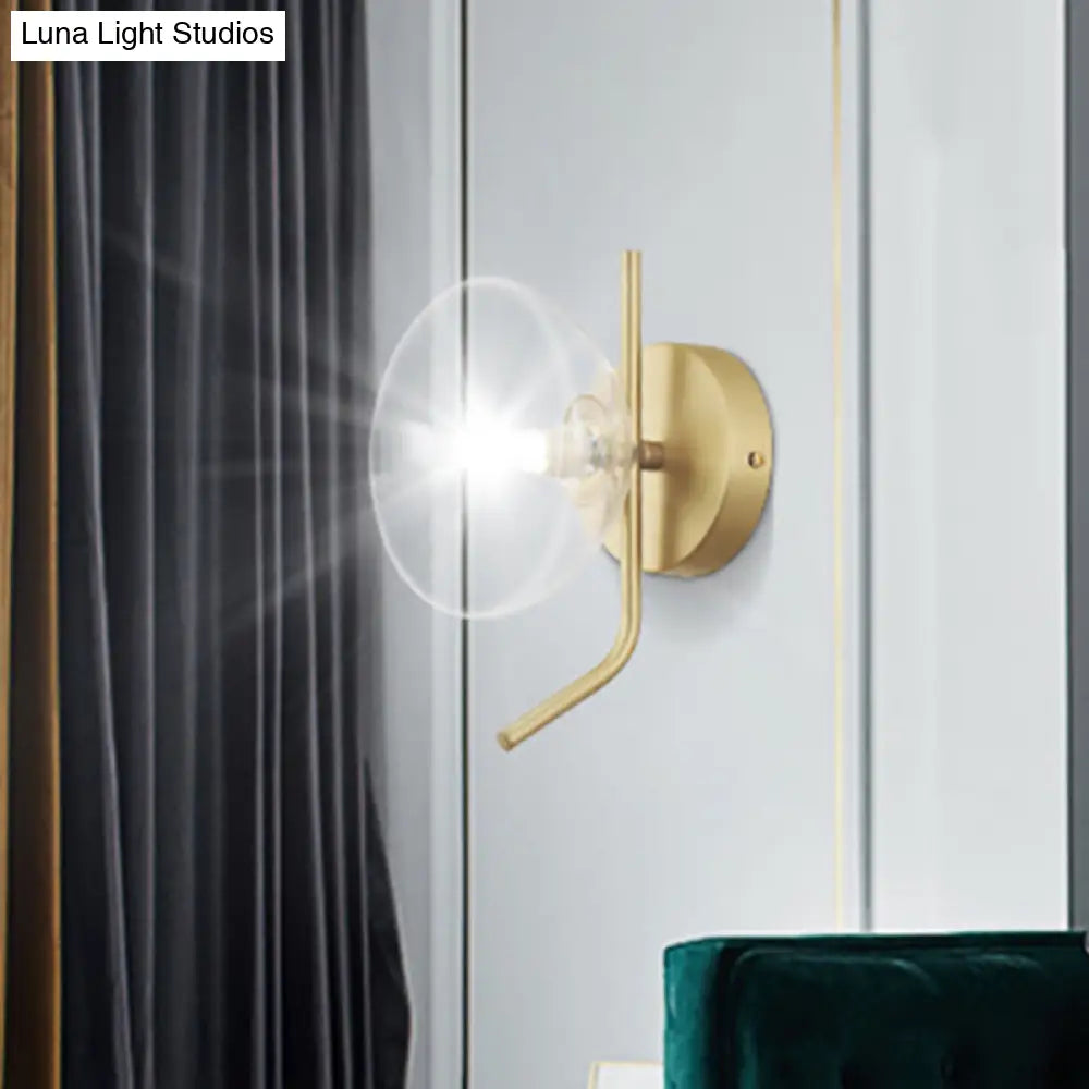 DecorBites™ Modern Glass Dome Wall Sconce with Gold Arm and 1 Light