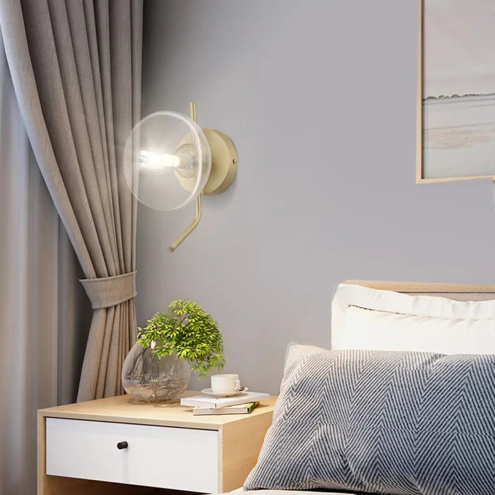 DecorBites™ Modern Glass Dome Wall Sconce with Gold Arm and 1 Light