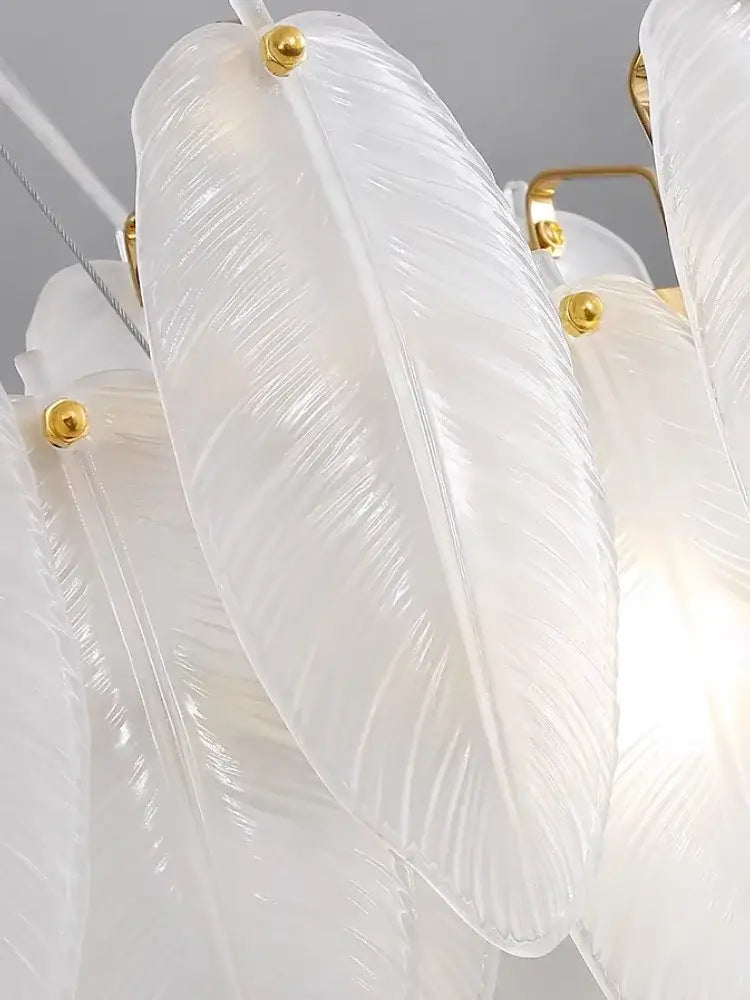 Modern glass feather chandelier living room brass pendant light