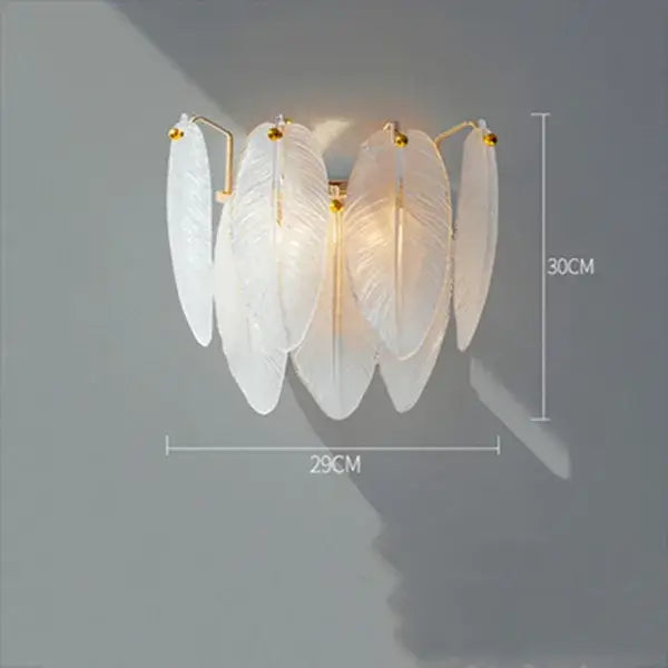Modern glass feather chandelier living room brass pendant light