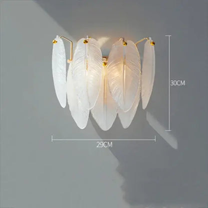Modern glass feather chandelier living room brass pendant light