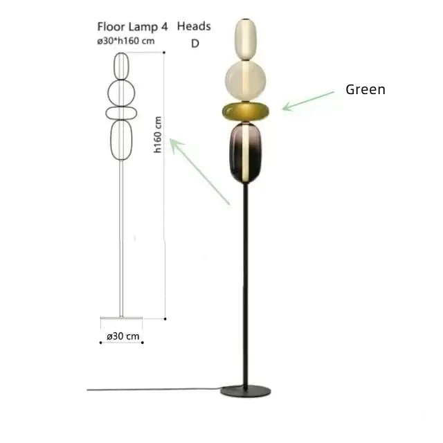 Modern glass floor lamp set of 3 – living room led table light