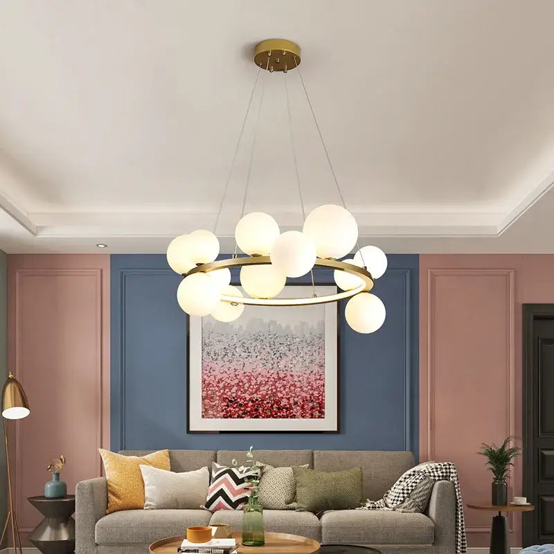 Modern glass globe chandelier lamp black & gold kitchen island light