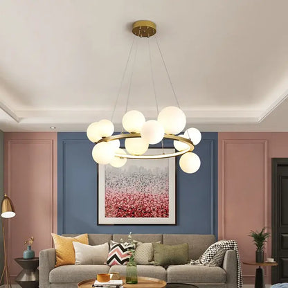 Modern glass globe chandelier lamp black & gold kitchen island light