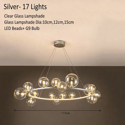 Modern glass globe chandelier lamp black & gold kitchen island light