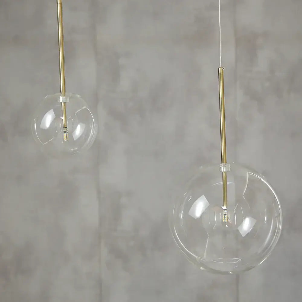 Modern glass globe chrome pendant light dining room hanging lamp