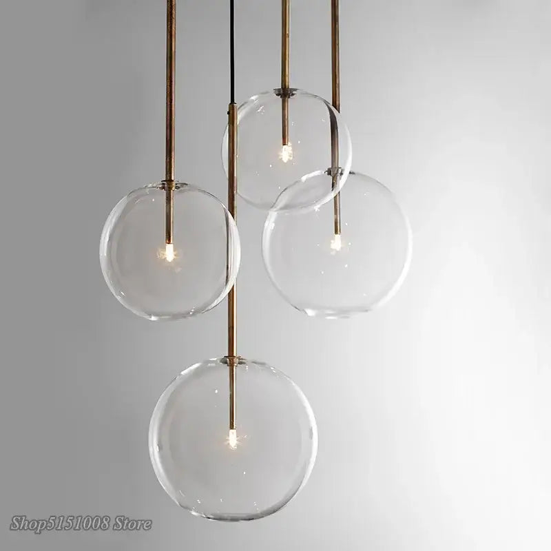 Modern glass globe chrome pendant light dining room hanging lamp