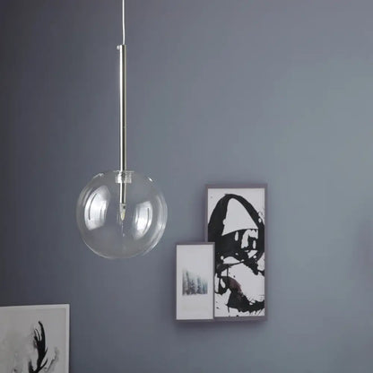 Modern glass globe chrome pendant light dining room hanging lamp