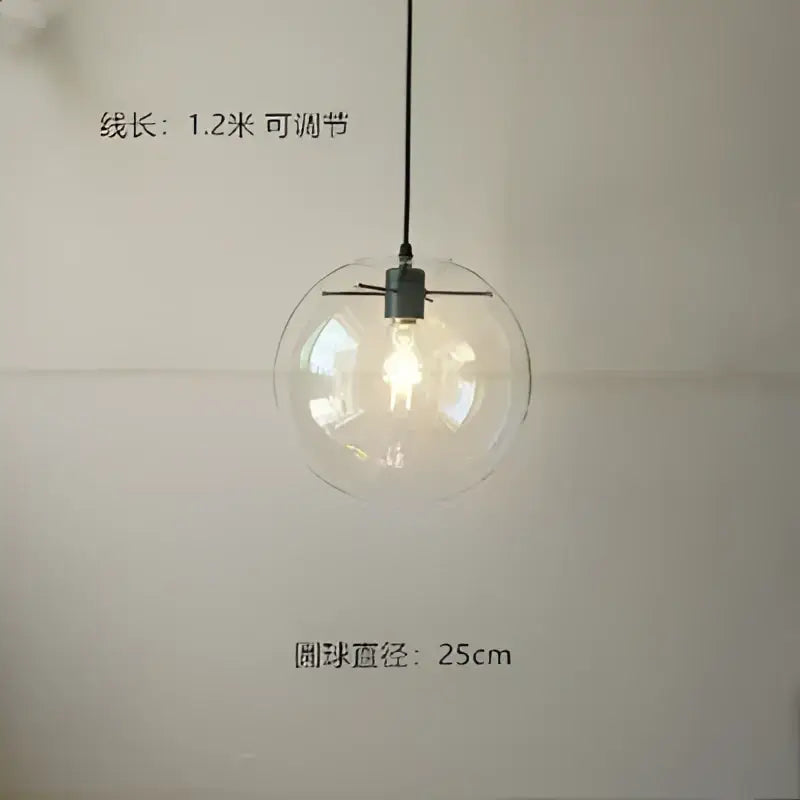 Modern glass globe chrome pendant light dining room hanging lamp
