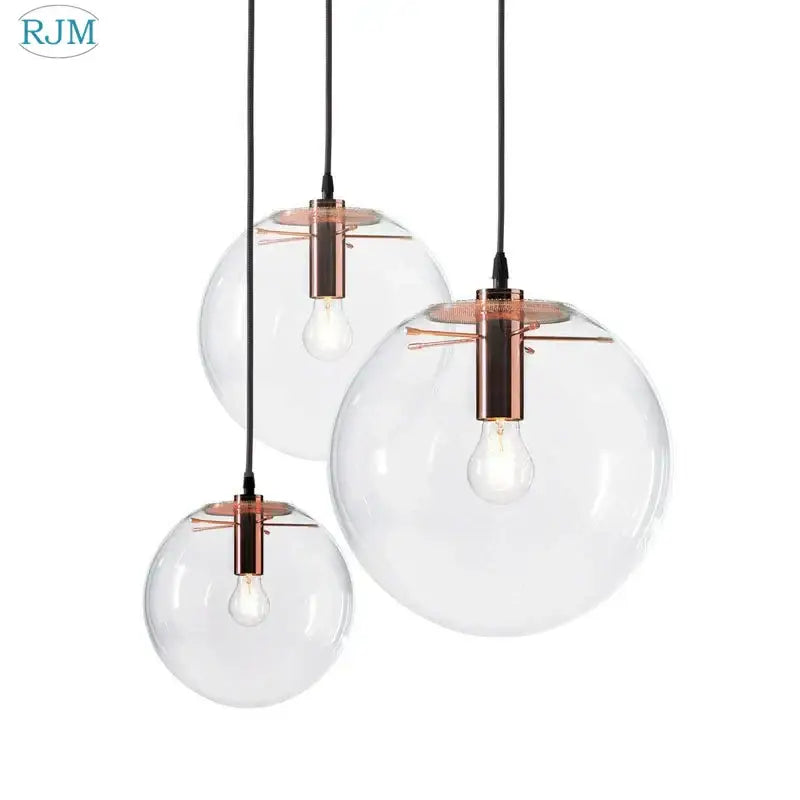 Modern glass globe chrome pendant light dining room hanging lamp