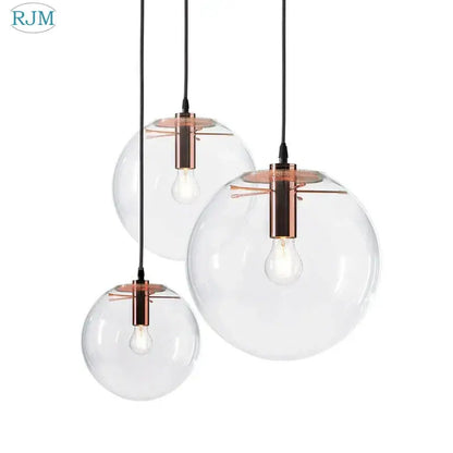 Modern glass globe chrome pendant light dining room hanging lamp