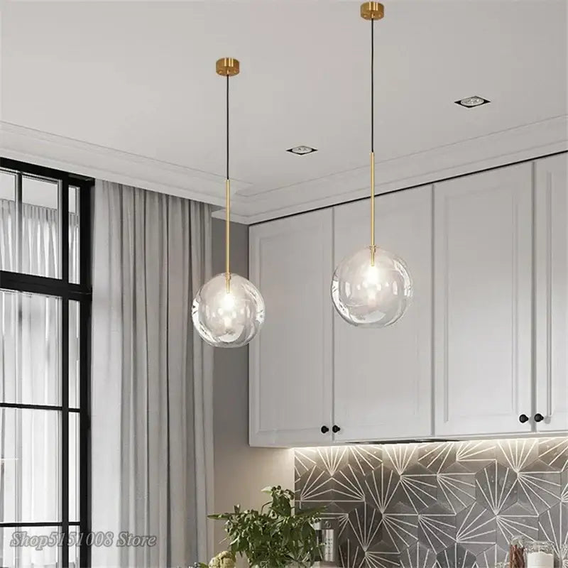Modern glass globe chrome pendant light dining room hanging lamp
