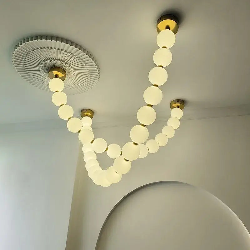 Modern glass gold pendant light living room bubble necklace
