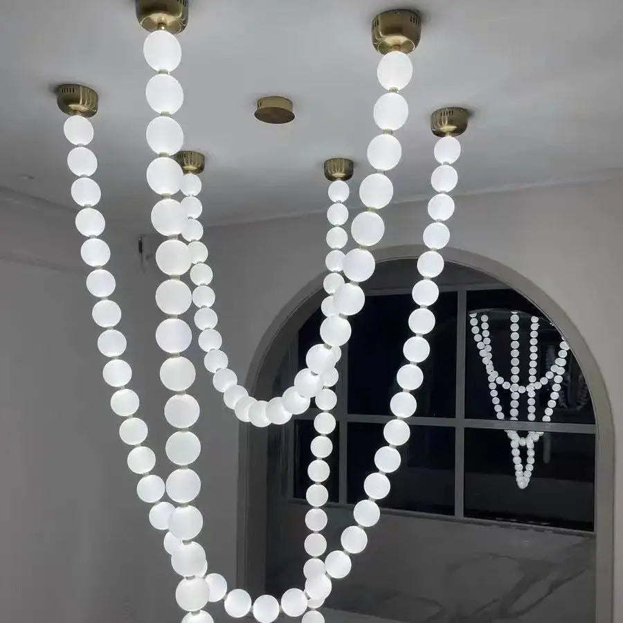 Modern glass gold pendant light living room bubble necklace