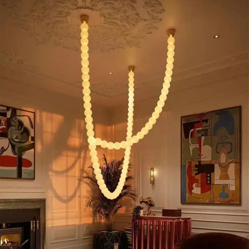 Modern glass gold pendant light living room bubble necklace