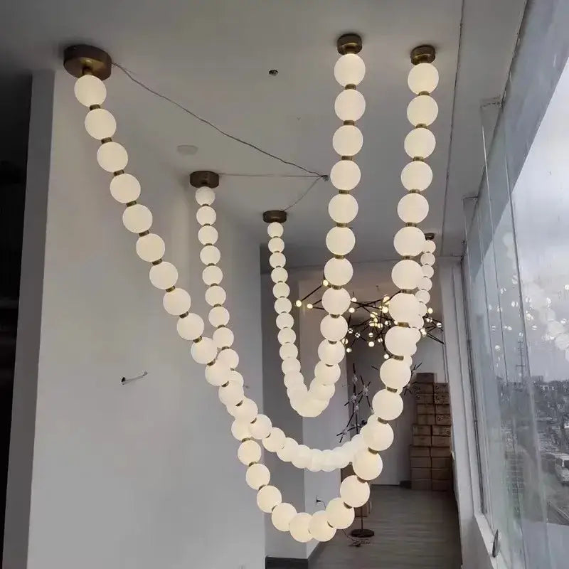 Modern glass gold pendant light living room bubble necklace