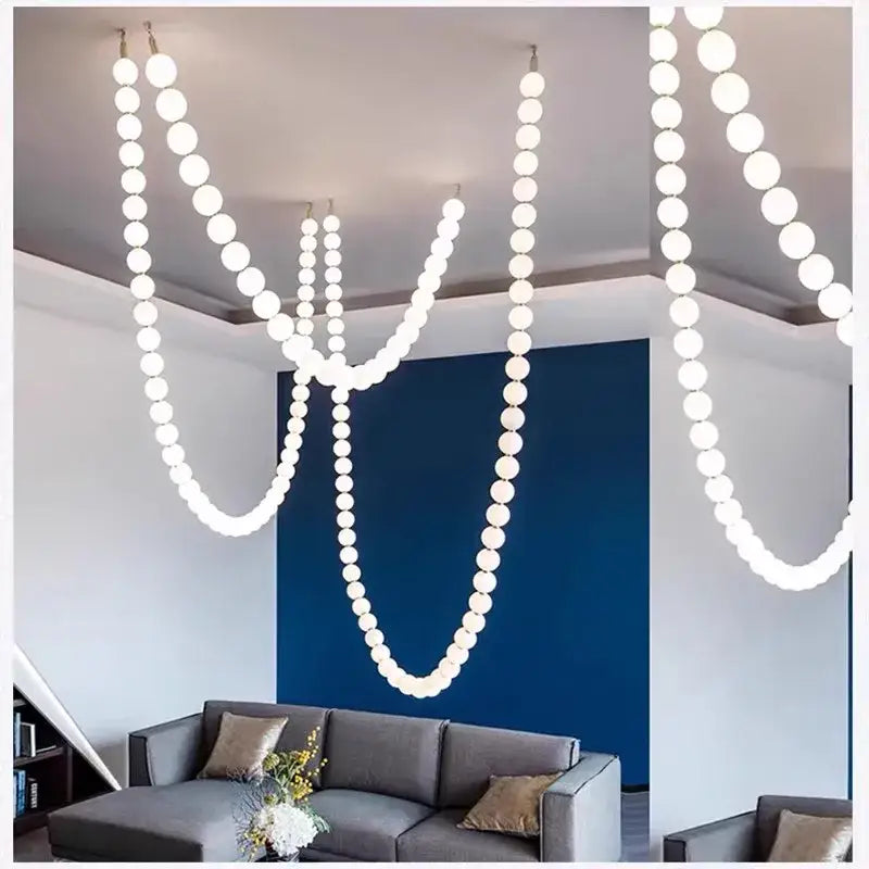 Modern glass gold pendant light living room bubble necklace
