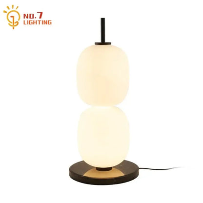 Modern glass gourd table lamp with marble base – bedroom light