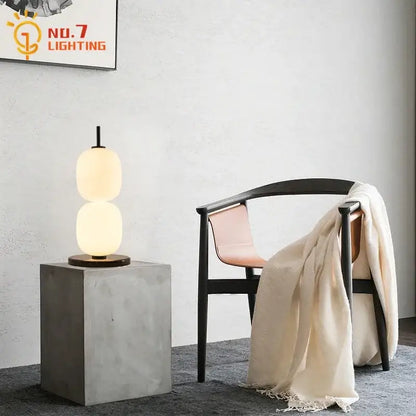 Modern glass gourd table lamp with marble base – bedroom light