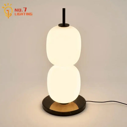 Modern glass gourd table lamp with marble base – bedroom light