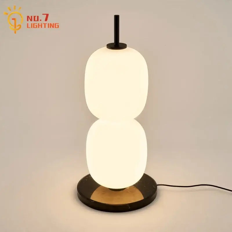 Modern glass gourd table lamp with marble base – bedroom light