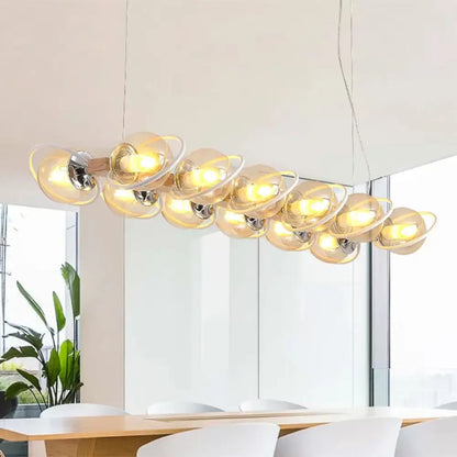 DecorBites™ Modern Glass Hanging Light Fixture - Cognac Bubble Shade Island Lighting