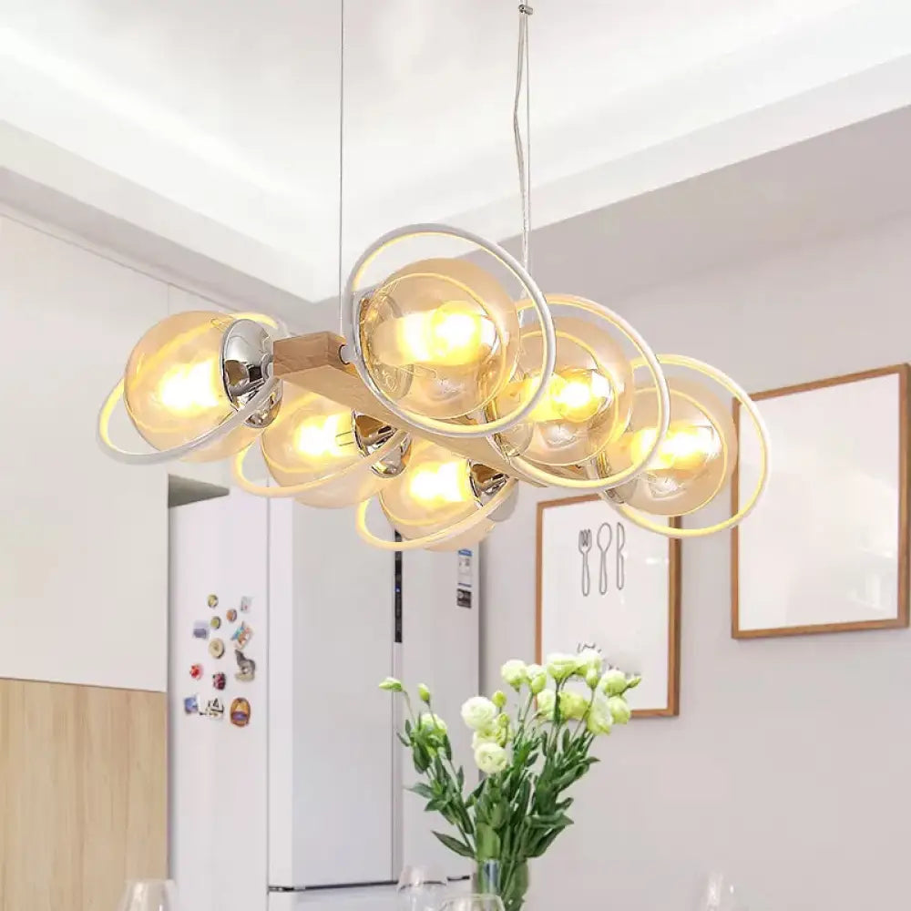 DecorBites™ Modern Glass Hanging Light Fixture - Cognac Bubble Shade Island Lighting