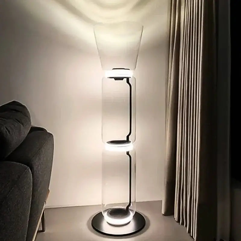 Modern glass led floor lamp for living room with glowing rings