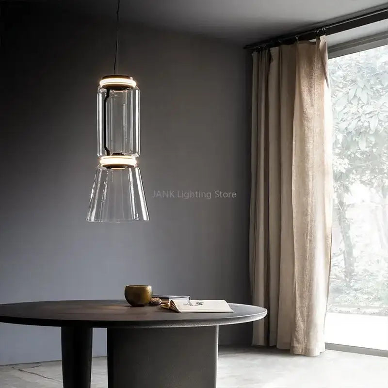 Modern glass led floor lamp for living room with glowing rings