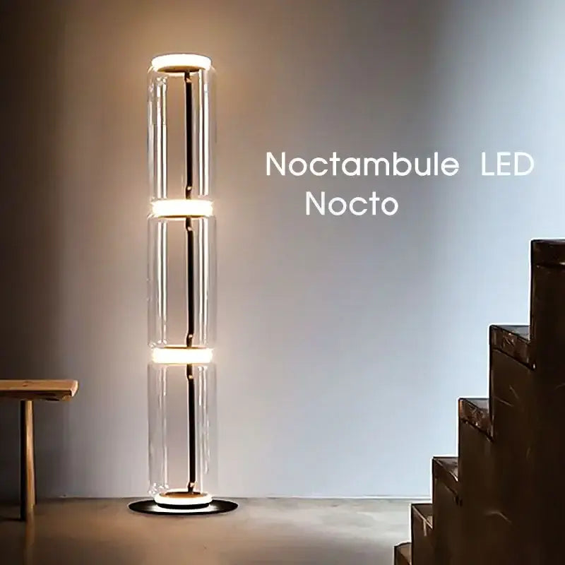 Modern glass led floor lamp for living room with glowing rings