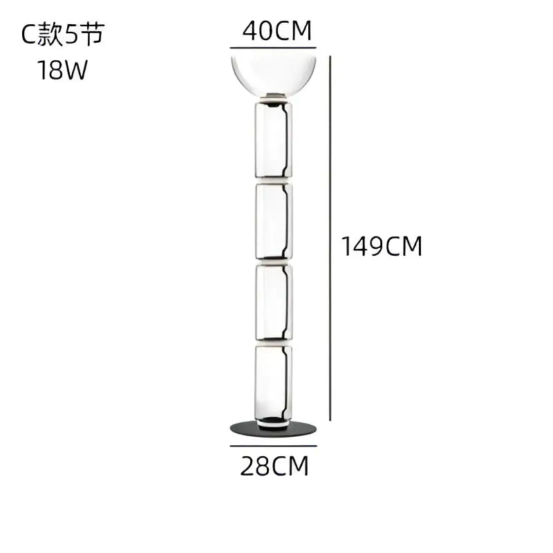 Modern glass led floor lamp for living room with glowing rings