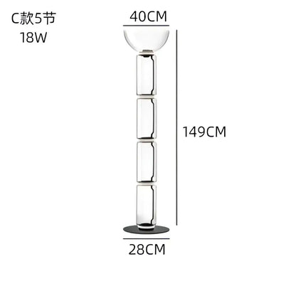 Modern glass led floor lamp for living room with glowing rings
