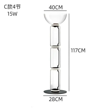 Modern glass led floor lamp for living room with glowing rings