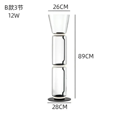 Modern glass led floor lamp for living room with glowing rings