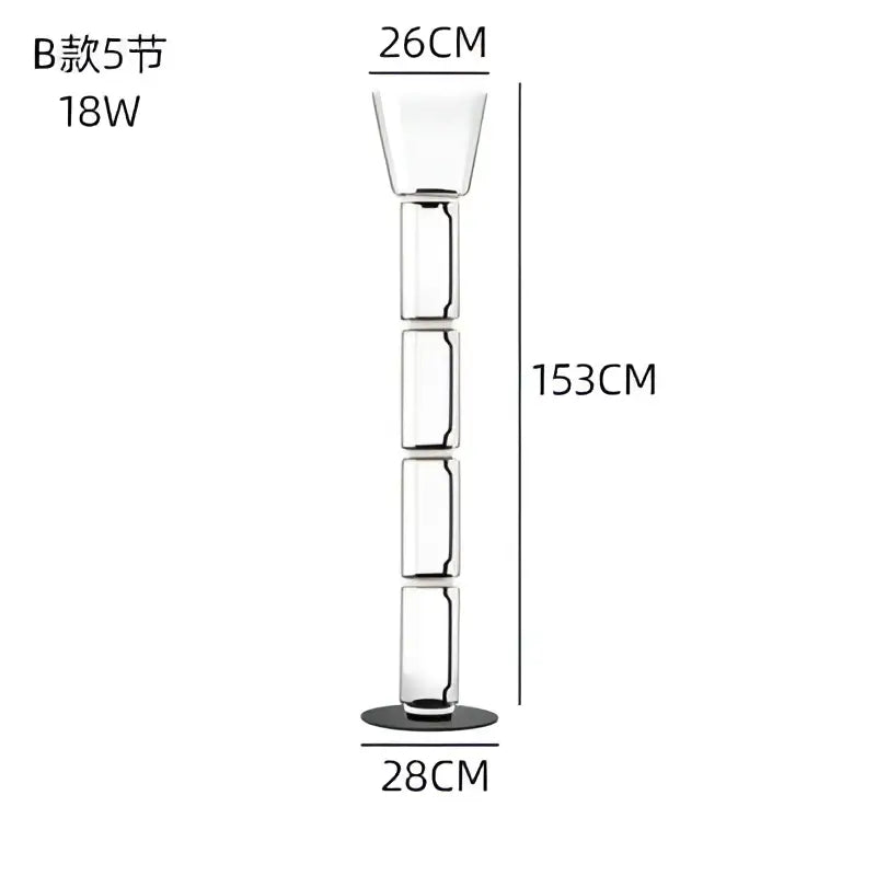 Modern glass led floor lamp for living room with glowing rings