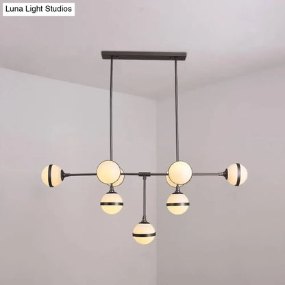 DecorBites™ Modern Glass Orb Chandelier with 9-Silver/Gold Finish Heads - Perfect Island Lighting for Restaurants & Hotels