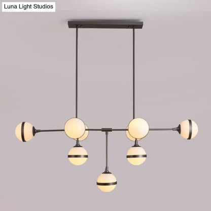 DecorBites™ Modern Glass Orb Chandelier with 9-Silver/Gold Finish Heads - Perfect Island Lighting for Restaurants & Hotels