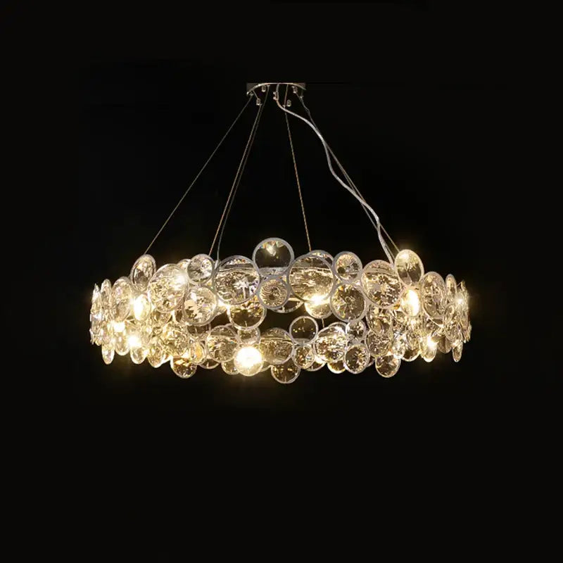 Modern glass orb crystal magic ring pendant light living room