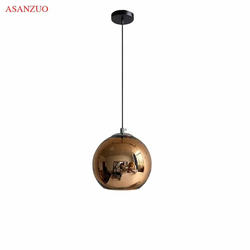 Modern glass pendant lights – kitchen round metallic hanging lamps