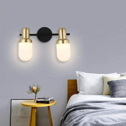 DecorBites™ Modern Glass Sconce Light - Wall Mount 1/2/3 Lights with Black Arm and Backplate