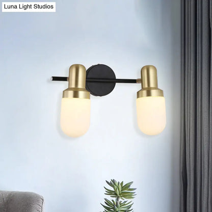 DecorBites™ Modern Glass Sconce Light - Wall Mount 1/2/3 Lights with Black Arm and Backplate