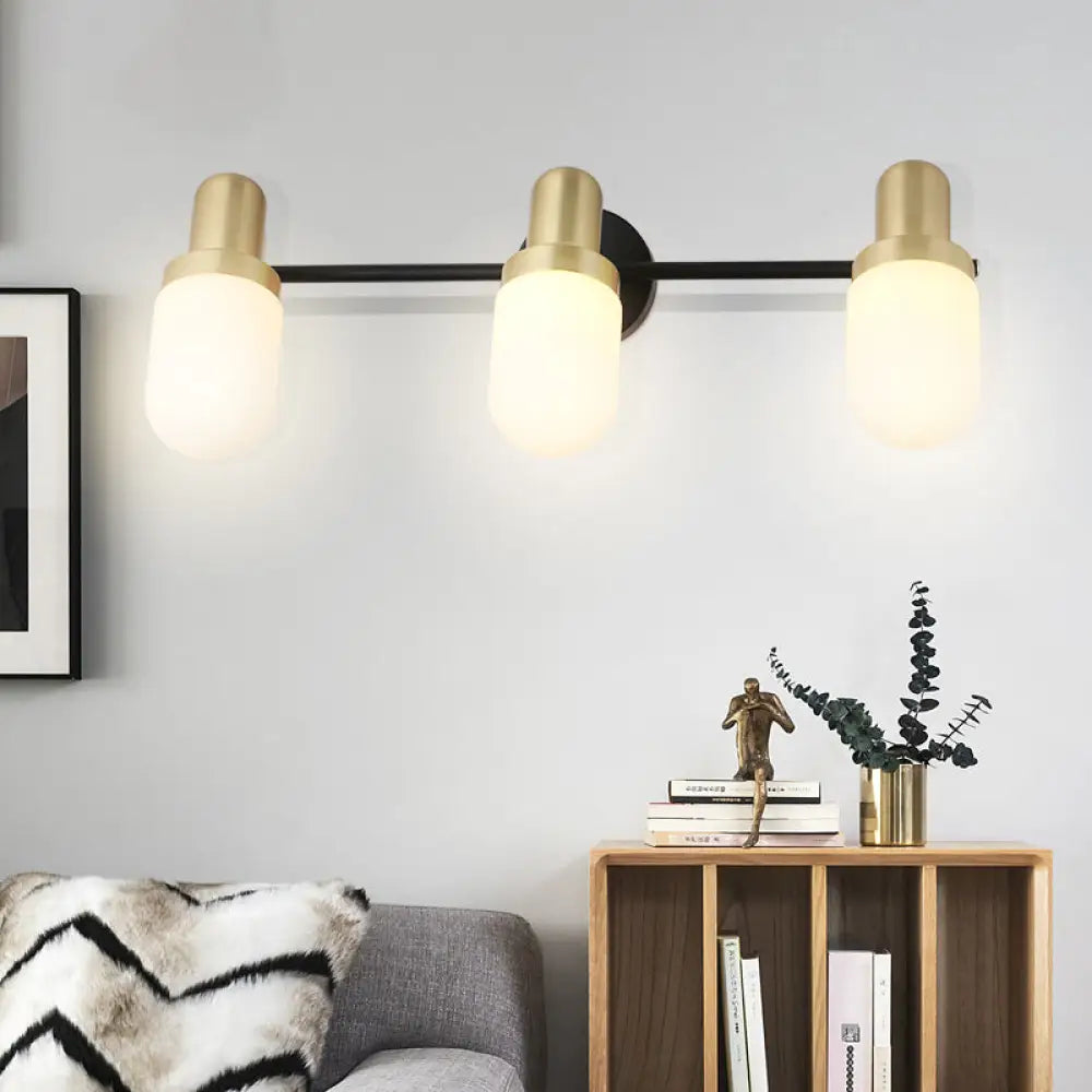 DecorBites™ Modern Glass Sconce Light - Wall Mount 1/2/3 Lights with Black Arm and Backplate