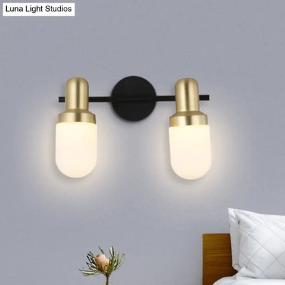 DecorBites™ Modern Glass Sconce Light - Wall Mount 1/2/3 Lights with Black Arm and Backplate