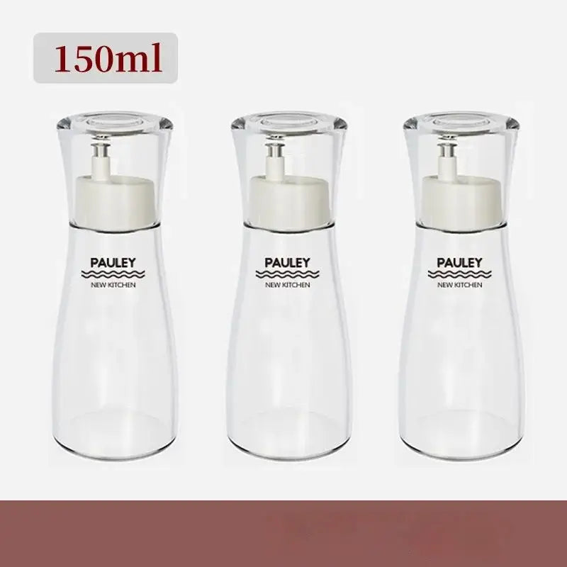 Modern glass seasoning bottle set with pump – kitchen oil dispenser