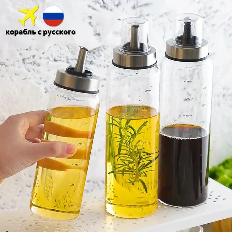 Modern glass seasoning storage bottle set for kitchen organization
